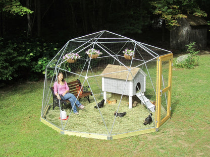 Isometric photo of a 12 ft aviary with two inch avian netting.